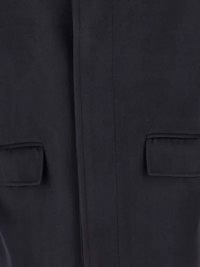 Corneliani Concealed-front Coat In Black