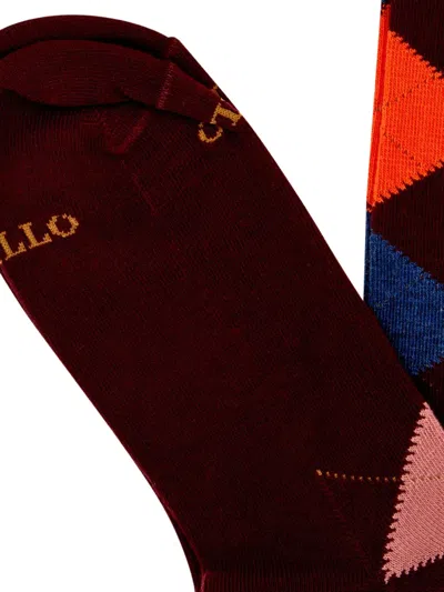 Gallo Argyle-pattern Socks In Black