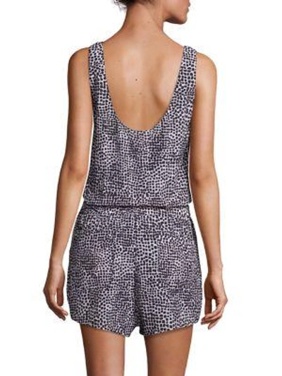 Shop Stella Mccartney Mixed Animals & Elastic All In One Printed Coverup In Midnight Blue