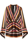 PETAR PETROV Asymmetric striped silk-satin blouse