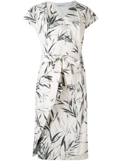 Blumarine Leaf Print Wrap Dress