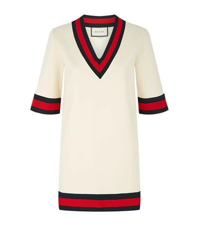 Shop Gucci Stripe Trim V-neck Tunic Dress