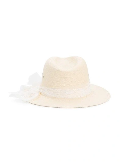 Shop Maison Michel Straw Henrietta Fedora Hat In Neutrals
