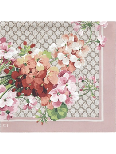 Gucci Gg Blooms Print Silk Scarf In Pink