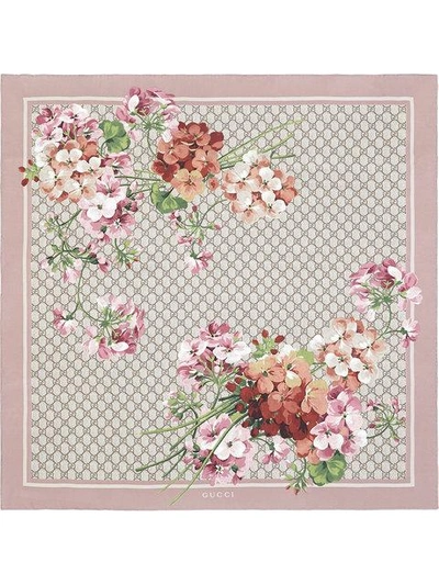 Shop Gucci Geranium Print Scarf In Pink