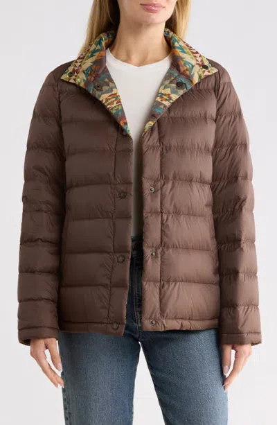 Pendleton Reversible Down Puffer Jacket In Brown