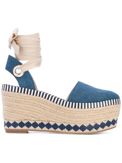 Shop Tory Burch Espadrille Wedges In Blue