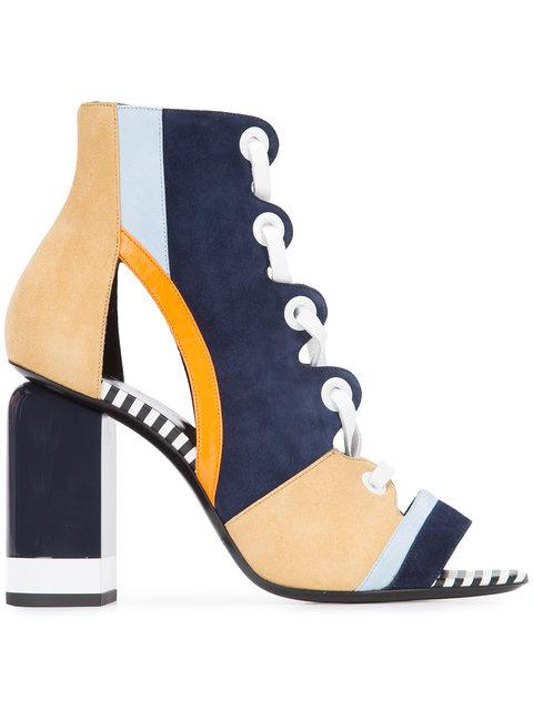 Pierre Hardy Colorblock Suede Lace-Up Booties In Multi | ModeSens