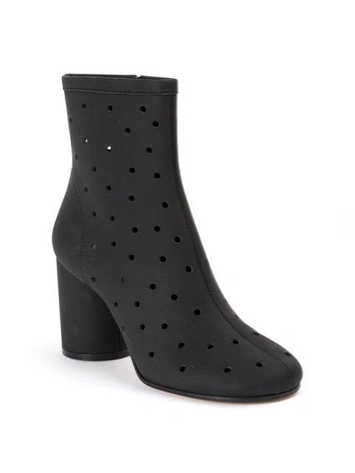 Shop Maison Margiela Hole Punch Mid-heel Ankle Boots In Black