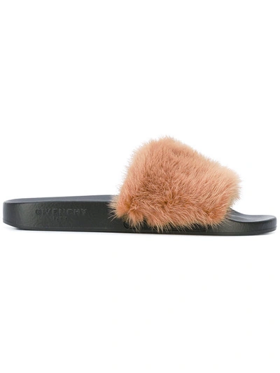 Givenchy Fur Slip-on Sandals In Neutrals