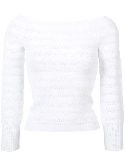 Oscar De La Renta Off-the-shoulder Crochet Balloon Sleeve Top In White