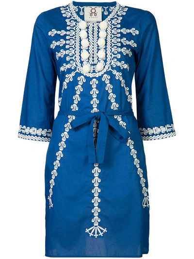 Figue Sophie Embroidered Cotton-voile Dress In Blue