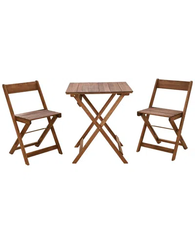 Linon Rockport 3pc Square Table Set In Brown