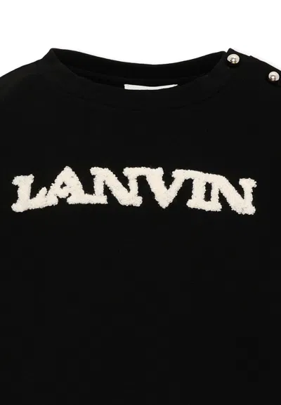 Lanvin ランバン アンファン ロゴパッチ クルーネック スウェットシャツ In Black