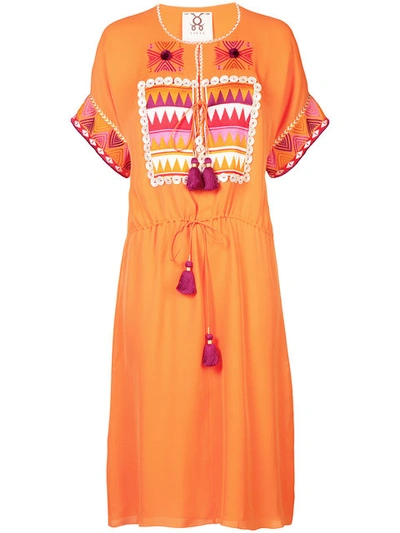 Figue Lucianna Embroidered Blouson Dress, Orange