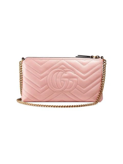 Shop Gucci Gg Marmont Mini Chain Bag In Pink