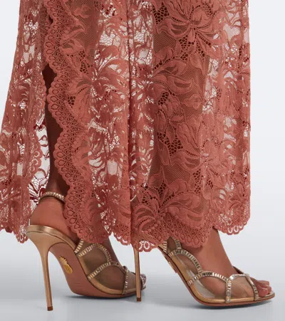 Aquazzura Nightfall Embellished Mesh Slingback Sandals In Neutral ...