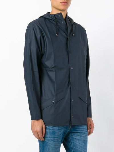 Shop Rains Button Front Rain Jacket In Blue