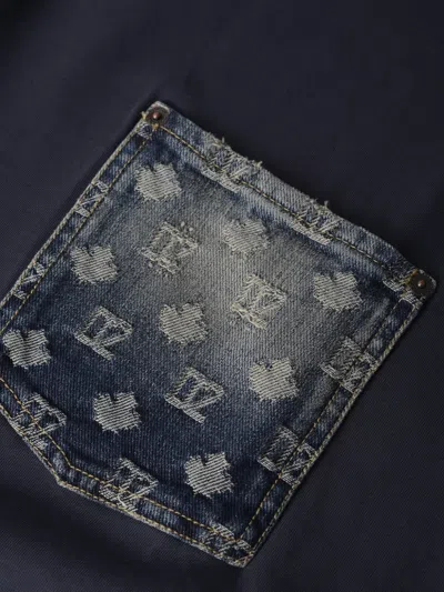 Dsquared2 D2 Monogram Distressed-effect Denim-pocket T-shirt In Purple