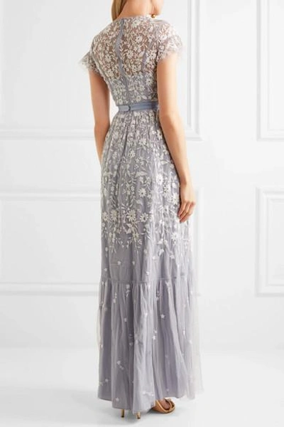 Shop Needle & Thread Meadow Embroidered Tulle Gown