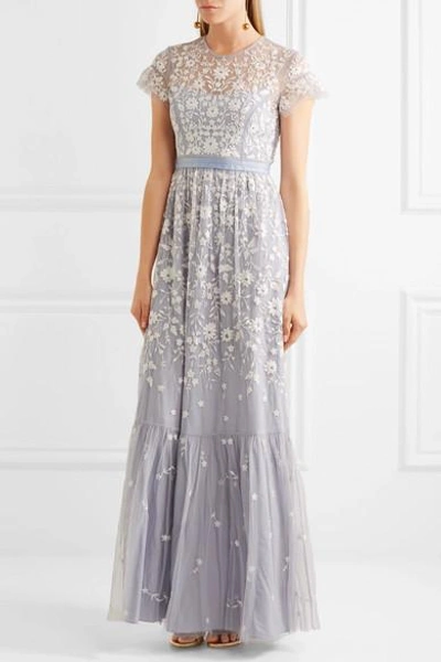 Shop Needle & Thread Meadow Embroidered Tulle Gown