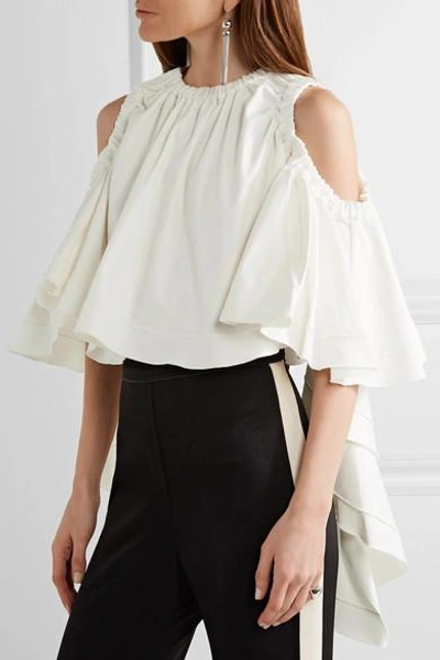 Shop Ellery Baby Cropped Ruffled Cotton-blend Top