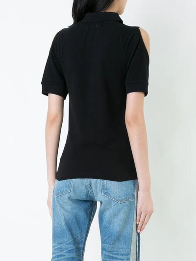 Shop Dust Cold Shoulder Polo Shirt - Black