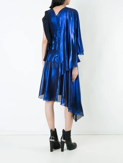 Shop Robert Wun Foiled Effect Dress In Blue