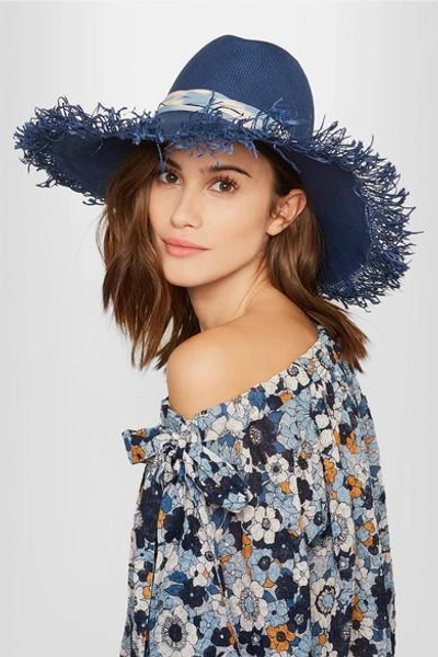 Shop Maison Michel Ginger Shoelace-trimmed Frayed Straw Sunhat