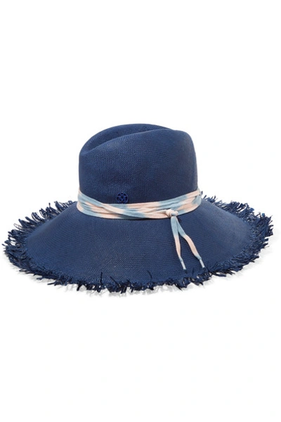 Shop Maison Michel Ginger Shoelace-trimmed Frayed Straw Sunhat