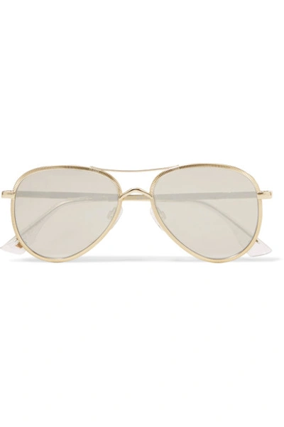 Le Specs Empire Aviator-style Gold-tone Mirrored Sunglasses