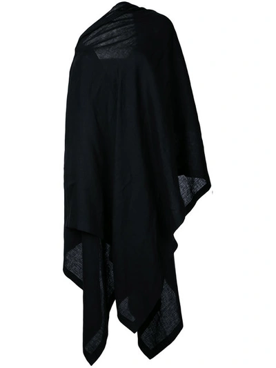 Yohji Yamamoto Off-shoulder Draped Midi Dress In Black