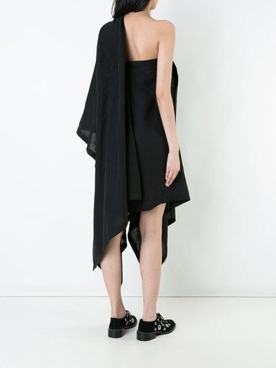 Shop Yohji Yamamoto Off-shoulder Draped Midi Dress In Black