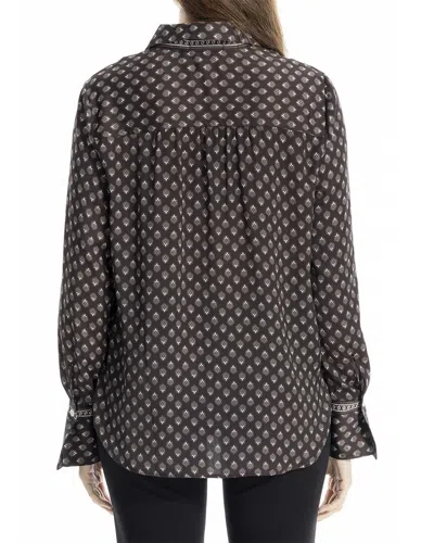Max Studio Button Front Blouse In Gray