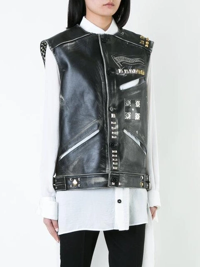 Shop Heikki Salonen Riveted And Printed Vest - Black