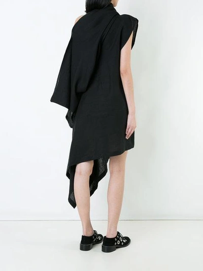 Shop Yohji Yamamoto Left Off-shoulder Dress In Black
