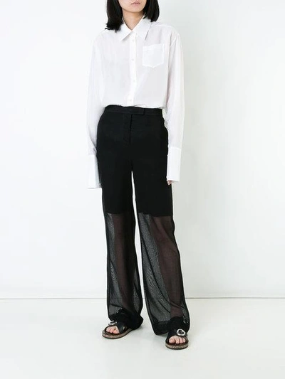 Shop Yang Li Sheer Wide-leg Trousers In Black