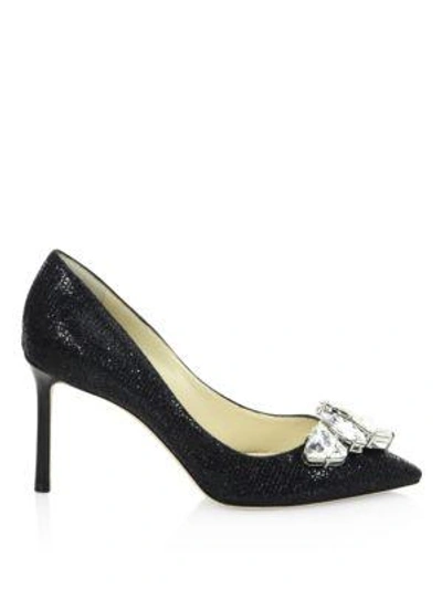 Shop Jimmy Choo Marvel 85 Gfi Crystal-embellished Pumps In Black Crystal