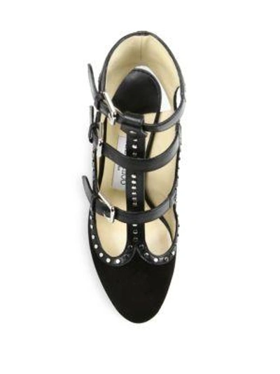 Shop Jimmy Choo Hensley Studded Suede & Leather Pumps In Black