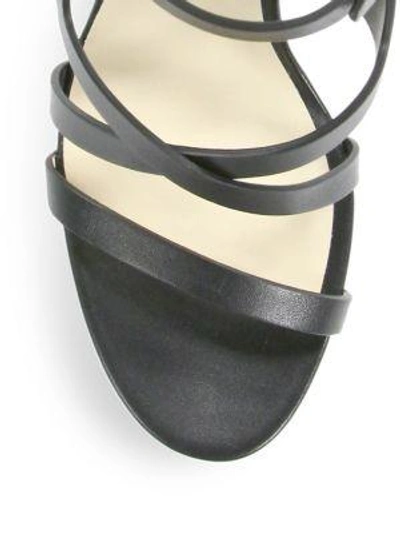 Shop Jimmy Choo Monica Leather Sandals In Black Light Gold