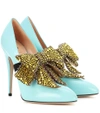 GUCCI GLOSSED-LEATHER PUMPS WITH DETACHABLE EMBELLISHMENT,P00256148-8