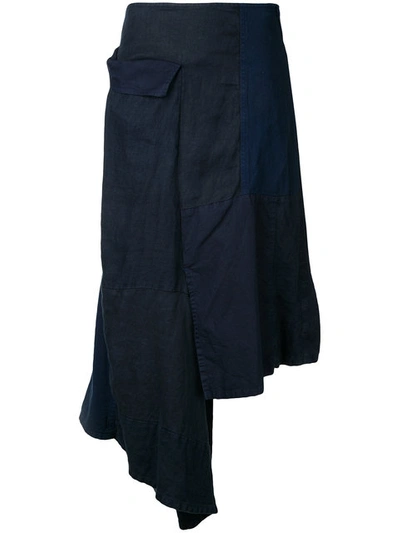 Yohji Yamamoto Flap Patched Skirt In Indigo