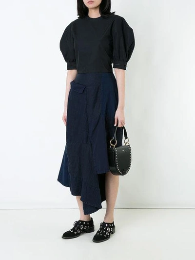 Shop Yohji Yamamoto Flap Patched Skirt In Indigo