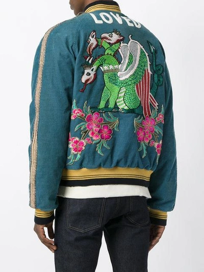 Gucci blue loved deals embroidered bomber jacket