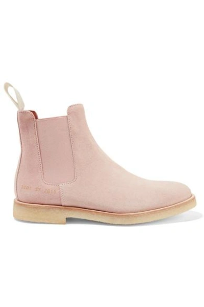 Common Projects Pink Suede Ankle Boots | ModeSens