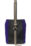 LANVIN Embellished leather and suede wristlet bag