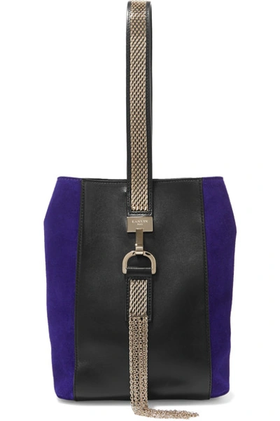 Lanvin Embellished Leather And Suede Wristlet Bag