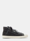 SAINT LAURENT Men’s Rivington Zip-Up Mid-Top Sneakers in Black