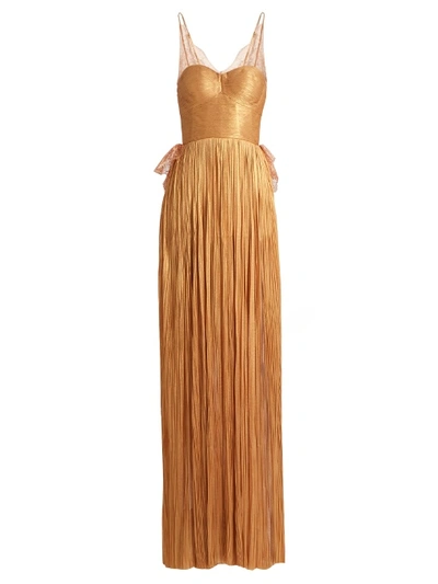 Maria Lucia Hohan Erica Pleated Silk-tulle Gown In Gold