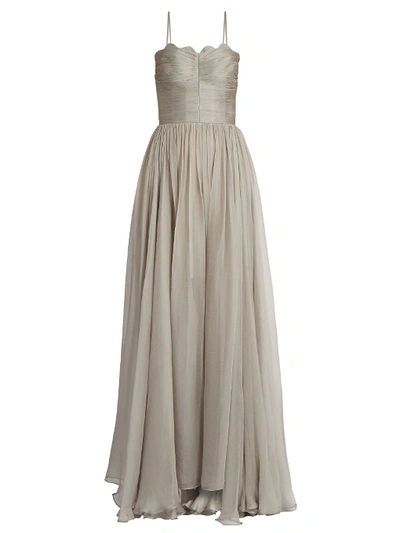 Maria Lucia Hohan Marianne Laced-back Silk Gown In Crushed Ice-grey